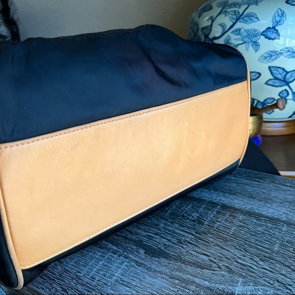 Tory Burch Perforated Logo Black Nylon Drawstring Top handle Large Crossbody - Picture 8 of 14